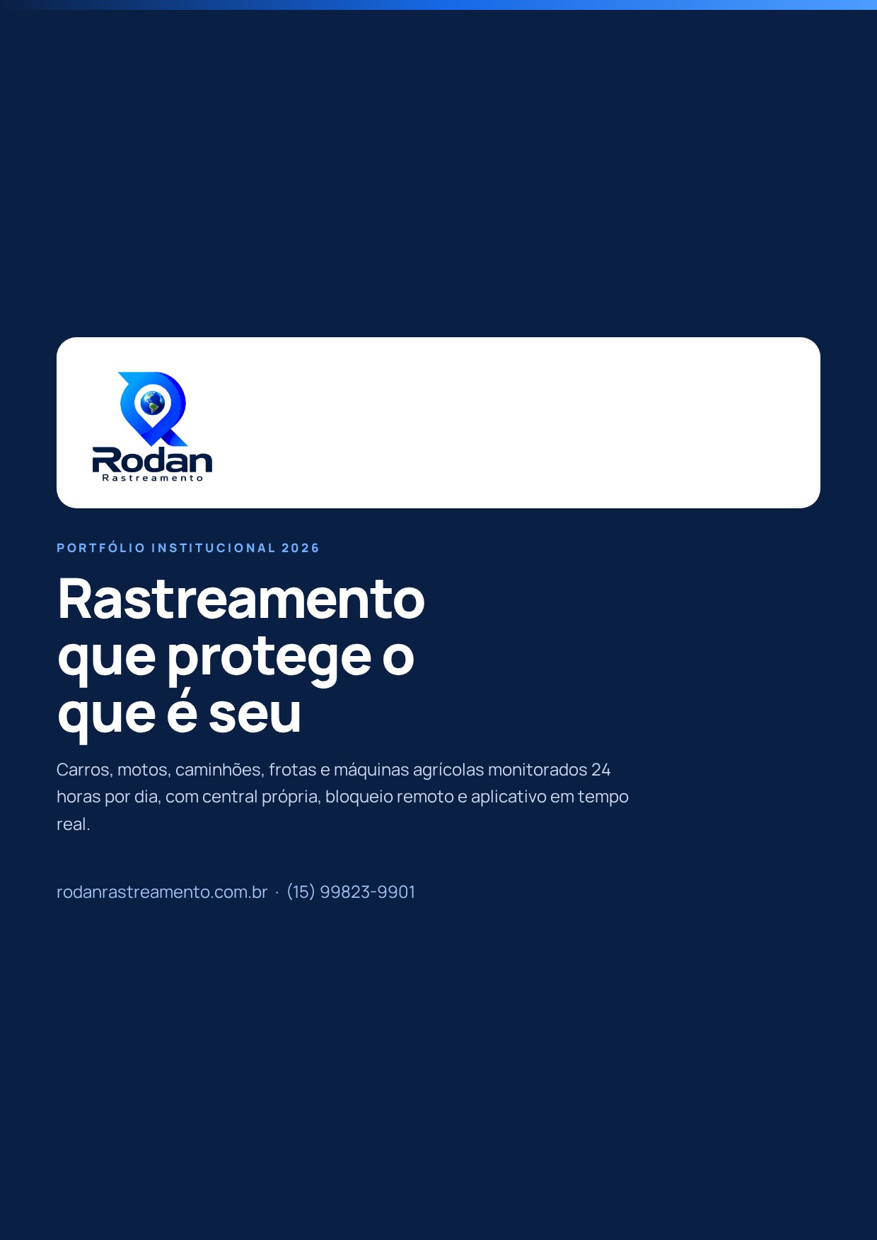 Capa do portfólio da Rodan Rastreamento